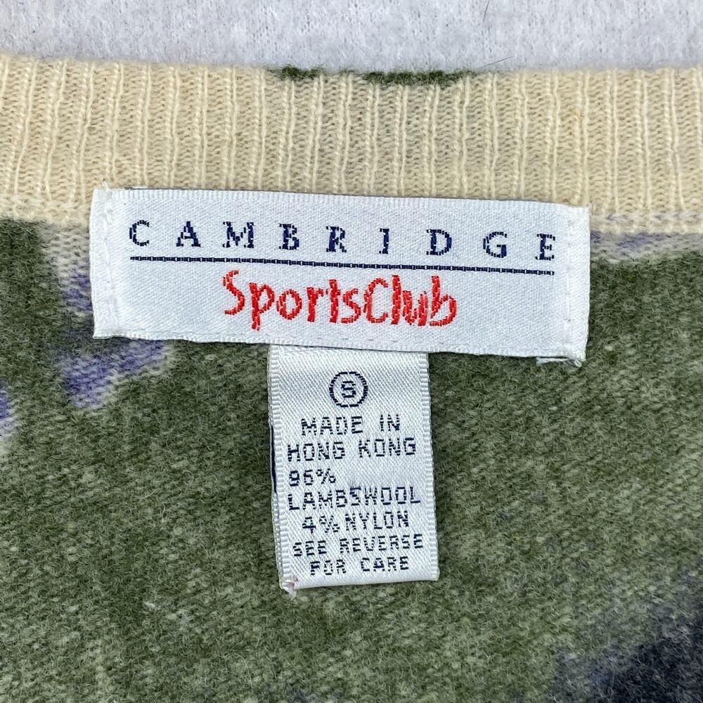 CAMBRIDGE Sweater S Cardigan Lambswool Ski Apres Aspen Sun Valley Chic VTG Beige - Picture 4 of 11